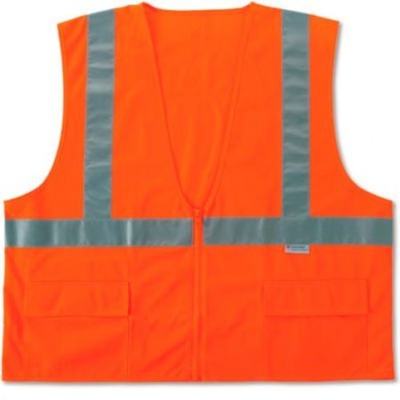 ERGODYNE GloWear 8225Z Class 2 Standard Vest, Orange, 2XL/3XL 21157